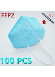 10-100pcs FFP2 Mascarillas Black Adult ffp2fan Approved Colors Respiratory fpp2 Face Mask Mascherine ffpp2 CE Fast Delivery