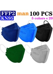 KN95 FFP2 CE 80 Unique Print Beauty Wholesale Fish Mask Mascarillas Protective Breathing Anti Fog Adult Colorful Masques