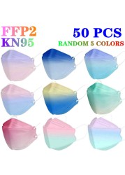 KN95 FFP2 CE 80 Unique Print Beauty Wholesale Fish Mask Mascarillas Protective Breathing Anti Fog Adult Colorful Masques