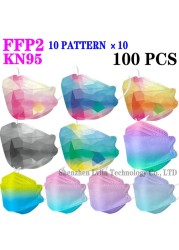 KN95 FFP2 CE 80 Unique Print Beauty Wholesale Fish Mask Mascarillas Protective Breathing Anti Fog Adult Colorful Masques