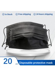 10-500pcs Black Mask Disposable Mascarillas quiurgicas Negras 3 Ply Protective Face Mask Mascherine cherurgiche Masque Noir