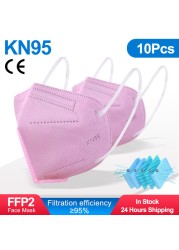 5-200pcs KN95 Mascarillas FFP2 Reutilizable 5 Layers Protective Filter 95% PM2.5 Approved Sanitary ffp2mask ce FFP2 Negras fpp2