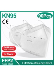 10-200 قطعة Mascarilla KN95 أقنعة الوجه الأبيض مرشح وافق FPP2 قناع واقية الفم قناع ffp2fan Mascherine FFP2 شهادة