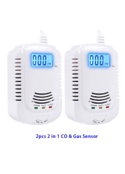 Combination CO Carbon Carbon Monoxide Detector Combustion Sensitive Gas Leak Sensor Auto Detection Failure Fire Alarm EU Plug AC 90V-220V