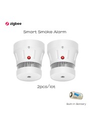 Zigbee smart smoke alarm safety protection wifi tuya sensitive control fire detector battery powered with sound and light alert