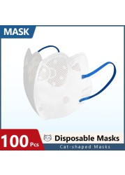 10-100pcs Discartavel Mascara Cat Shaped Mascaras Cuerurgias 3D Disposable Face Mask Filter Breathing Protective Mondmasker