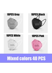 High Quality 10pcs/bag Multicolor CE FFP2 Protective Mask KN95 Mouth Mask Women and Men Face Mask Mascarillas Adult Reusable