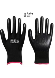 Black Nitrile Palm Coated Anti-Static Safety Gloves With Wear-Resistant Non-Slip Breathable Nitrile Work Mechanic Working Glove