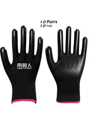 Black Nitrile Palm Coated Anti-Static Safety Gloves With Wear-Resistant Non-Slip Breathable Nitrile Work Mechanic Working Glove