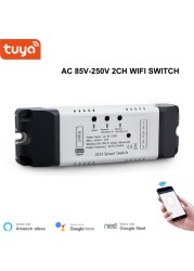 1/2/4 CH Smart WiFi Light Switch Garage Door Opener Breaker Module 12V 24V 220V RF Receiver Tuya Remote Control Work with Alexa