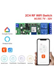 Smart WiFi Light Switch Garage Door Opener Controller 1/2/4 Gang RF 433 Module Tuya App Wireless Remote Control Work with Alexa