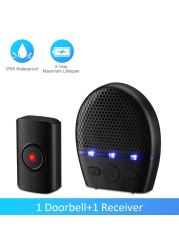 Wireless IP65 Waterproof Doorbell WSDCAM Smart Home Doorbell Chime Kit LED Flash Outdoor House Welcome Security Alarm Bell