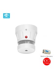 Zigbee smoke fire alarm protection detector tuya smart home security built in beep battery powered for easy replacement