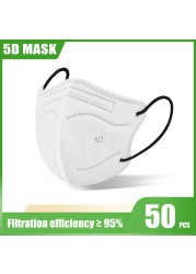 Elough 5D FFP2 Mascarillas KN95 شهادة الكبار الملونة ffp2fan Kn95 قناع الوجه FPP2 المعتمدة قناع mascarillas fpp2