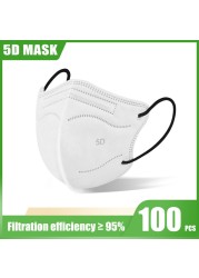 Elough 5D FFP2 Mascarillas KN95 شهادة الكبار الملونة ffp2fan Kn95 قناع الوجه FPP2 المعتمدة قناع mascarillas fpp2