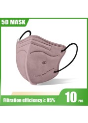 Elough 5D FFP2 Mascarillas KN95 شهادة الكبار الملونة ffp2fan Kn95 قناع الوجه FPP2 المعتمدة قناع mascarillas fpp2