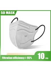 Elough 5D FFP2 Mascarillas KN95 شهادة الكبار الملونة ffp2fan Kn95 قناع الوجه FPP2 المعتمدة قناع mascarillas fpp2