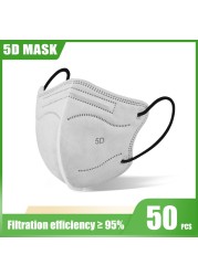 Elough 5D FFP2 Mascarillas KN95 شهادة الكبار الملونة ffp2fan Kn95 قناع الوجه FPP2 المعتمدة قناع mascarillas fpp2