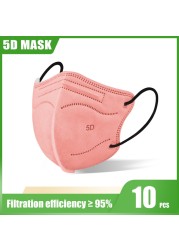 Elough 5D FFP2 Mascarillas KN95 شهادة الكبار الملونة ffp2fan Kn95 قناع الوجه FPP2 المعتمدة قناع mascarillas fpp2