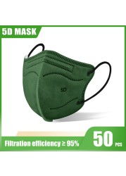 10-100pcs Mascarillas Fpp2 5D Adult KN95 Masks 5 Layers Reusable Colorful Face Mask Mascarillas KN95 Certificate FFP2 Mask