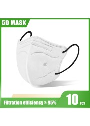 10-100pcs Mascarillas Fpp2 5D Adult KN95 Masks 5 Layers Reusable Colorful Face Mask Mascarillas KN95 Certificate FFP2 Mask