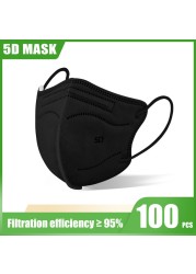 10-100pcs Mascarillas Fpp2 5D Adult KN95 Masks 5 Layers Reusable Colorful Face Mask Mascarillas KN95 Certificate FFP2 Mask