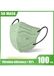 10-100pcs Mascarillas Fpp2 5D Adult KN95 Masks 5 Layers Reusable Colorful Face Mask Mascarillas KN95 Certificate FFP2 Mask