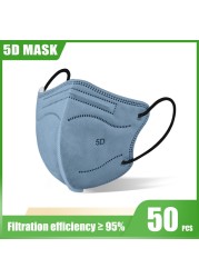 10-100pcs Mascarillas Fpp2 5D Adult KN95 Masks 5 Layers Reusable Colorful Face Mask Mascarillas KN95 Certificate FFP2 Mask