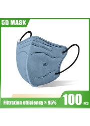 10-100pcs Mascarillas Fpp2 5D Adult KN95 Masks 5 Layers Reusable Colorful Face Mask Mascarillas KN95 Certificate FFP2 Mask