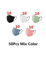 10-100pcs Mascarillas Fpp2 5D Adult KN95 Masks 5 Layers Reusable Colorful Face Mask Mascarillas KN95 Certificate FFP2 Mask