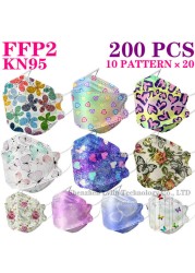 Wholesale KN95 FFP2 CE 100-200pcs 80 Unique Print Fish Mask Mascarillas Protective Breathing Adult Woman Colorful Masques