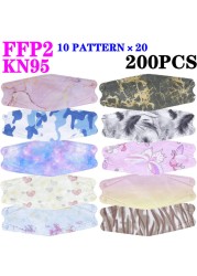 Wholesale KN95 FFP2 CE 100-200pcs 80 Unique Print Fish Mask Mascarillas Protective Breathing Adult Woman Colorful Masques