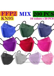 Wholesale KN95 FFP2 CE 100-200pcs 80 Unique Print Fish Mask Mascarillas Protective Breathing Adult Woman Colorful Masques