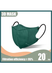 20/50/100pcs KN95 Masks FFP2 Mascarillas KN95 Certificadas Mascarillas FPP2 Colors Mascara KN95 Adulto Cubrebocas KN95 Mask FP2