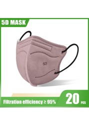 20/50/100pcs 5D FFP2 Masks Morandi Adult KN95 Face Mask CE Approved FPP2 Mascarillas Security Protection ffp2fan