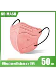 20/50/100pcs 5D FFP2 Masks Morandi Adult KN95 Face Mask CE Approved FPP2 Mascarillas Security Protection ffp2fan