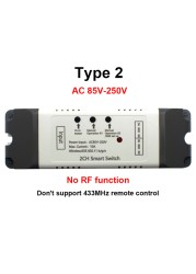 Smart WiFi Light Switch, WiFi Module, 2CH DC 5/12/32V AC 85-250V RF433 Receiver 10A Relays Work with Alexa Google Assistant, Ewelink