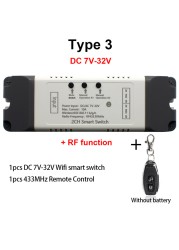 Smart WiFi Light Switch, WiFi Module, 2CH DC 5/12/32V AC 85-250V RF433 Receiver 10A Relays Work with Alexa Google Assistant, Ewelink