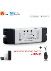 2CH Tuya Wifi Switch Relay Module Garage Door Opener 12V 24V 220V Smart Life DIY Smart Home Work with Alexa Google Home