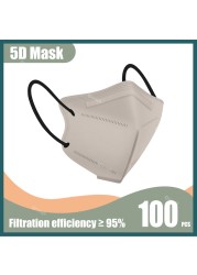 5D Protective Face Mask KN95 Mascarillas FPP2 5 Layers FFP2 Mascarillas Multicolored FFP2mask Adult Respirator KN 95 Mascherina FFPP2