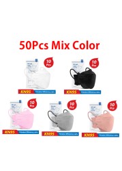 Multicolor mascarillas ffp2 face respirator mask FFP2 mouth maske safety fpp2 masks kn95% filtration CE mask ffp2fan