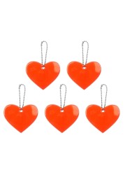 5pcs Cute Heart Shape Reflective Keychain Bag Pendant Doft Accessories Reflective PVC Keyrings For Visible Safety