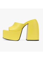 2022 New High Heels Women Sandals Thick Platform Slippers Female Buckle Ankle Strap Dress Office Ladies Wedding Mules Big 43