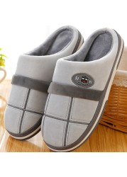 Winter Shoes Men Slippers 2022 New Comfortable Non-slip Indoor Shoes Plus Velvet Home Slippers Men Shoes Plus Size