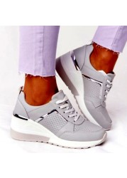 Brand New Design Women Casual Shoes Height Increasing Sports Wedge Shoes Comfortable Air Cushion Sneakers Zapatos De Mujer