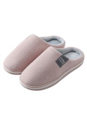 Men Slippers Solid Color Autumn And Winter Home Slippers For Men Warm Indoor Beadroom Slides Men Stripe Cotton Slippers