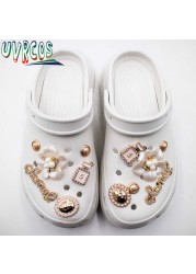 1 Set JIBZ Crocs Charms Designer Luxury Croc Charms for Girls Flower Shoes Rhinestone Accessories Anime Crocs Decoration New