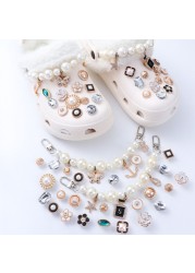 1 Set JIBZ Crocs Charms Designer Luxury Croc Charms for Girls Flower Shoes Rhinestone Accessories Anime Crocs Decoration New