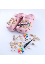 1 Set JIBZ Crocs Charms Designer Luxury Croc Charms for Girls Flower Shoes Rhinestone Accessories Anime Crocs Decoration New