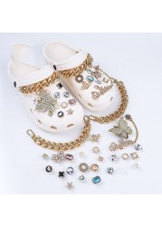 1 Set JIBZ Crocs Charms Designer Luxury Croc Charms for Girls Flower Shoes Rhinestone Accessories Anime Crocs Decoration New